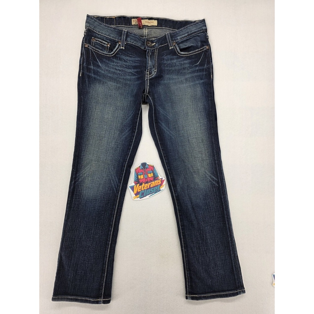 BKE Sabrina Jeans Womens 28x27.5 Low Rise Straight Dark Wash Blue Denim Buckle